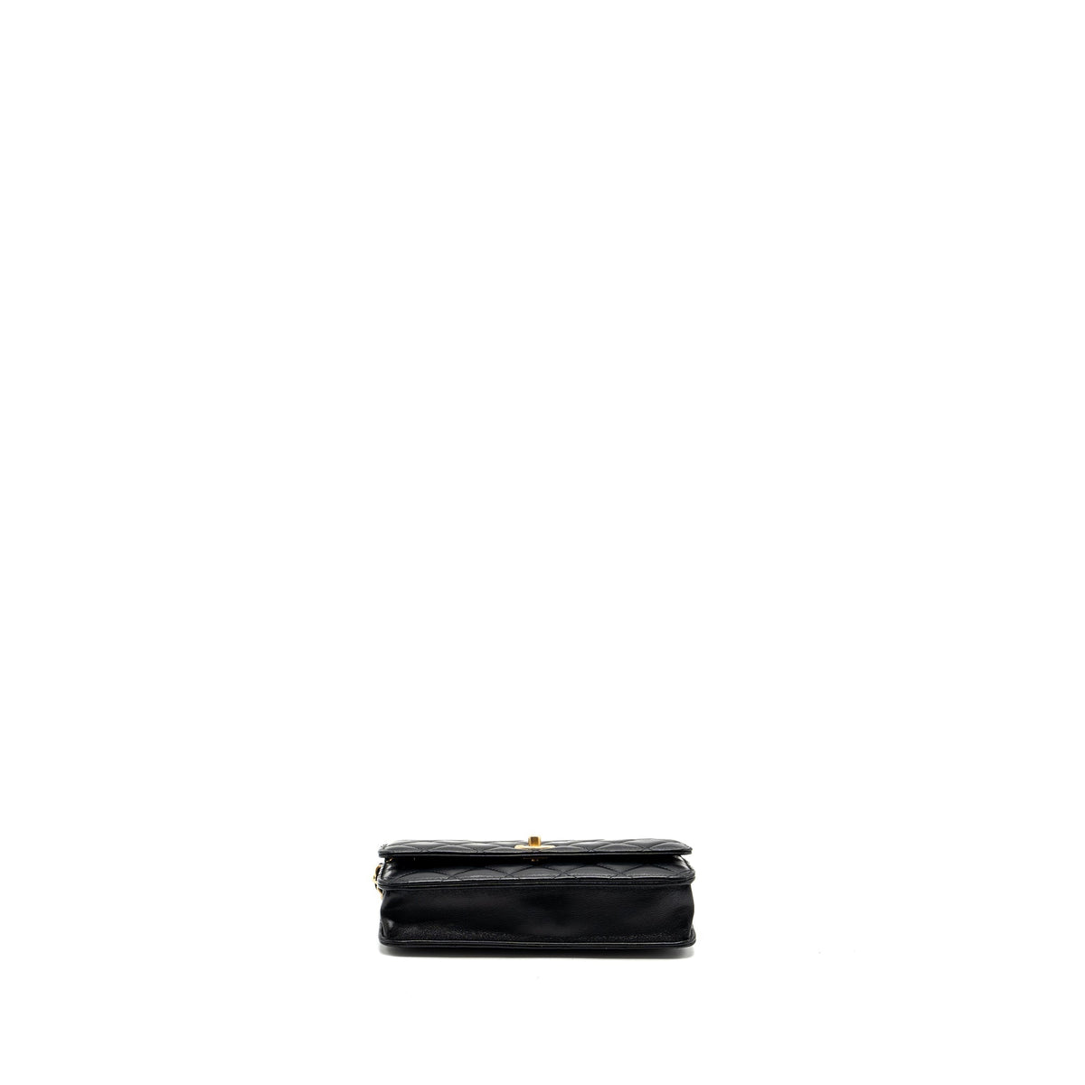 CHANEL PEARL CRUSH WALLET ON CHAIN LAMBSKIN BLACK GHW