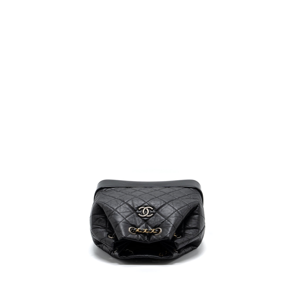 CHANEL SMALL GABRIELLE BACKPACK AGED CALFSKIN BLACK MULTICOLOUR HARDWARE