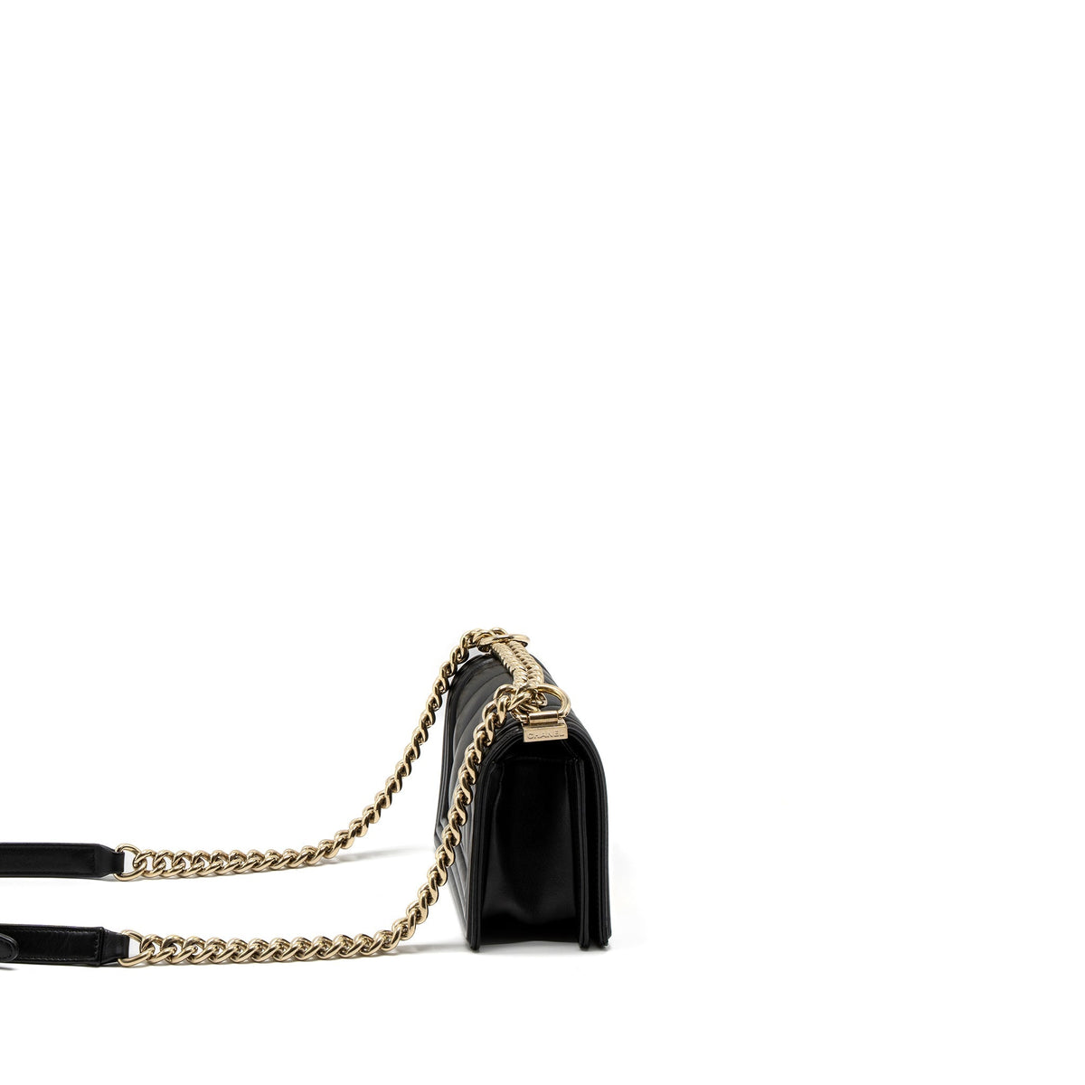 CHANEL SMALL CHEVRON BOY BAG LAMBSKIN BLACK GHW