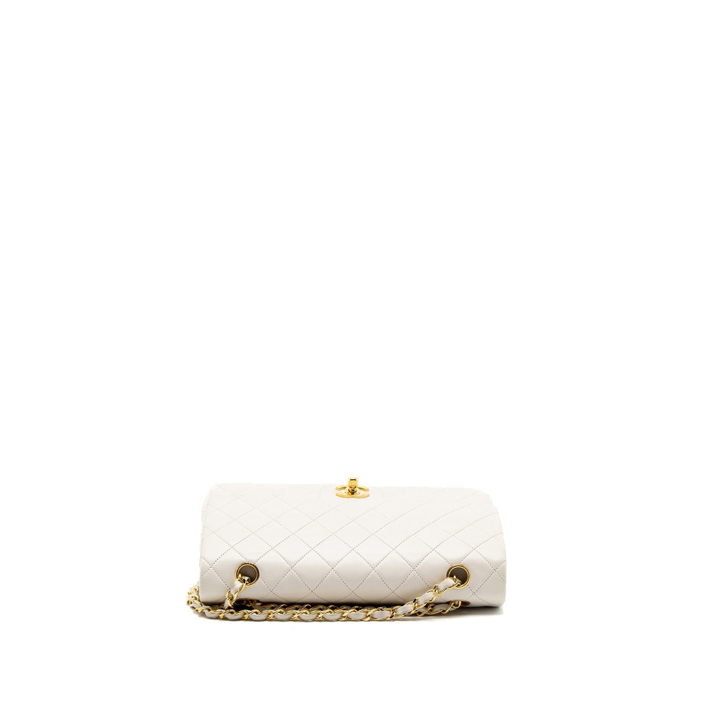 CHANEL VINTAGE MEDIUM CLASSIC DOUBLE FLAP BAG LAMBSKIN WHITE GHW