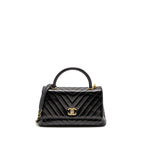 CHANEL MEDIUM COCO HANDLE CHEVRON CALFSKIN BLACK GHW