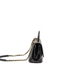 CHANEL MEDIUM COCO HANDLE CHEVRON CALFSKIN BLACK GHW