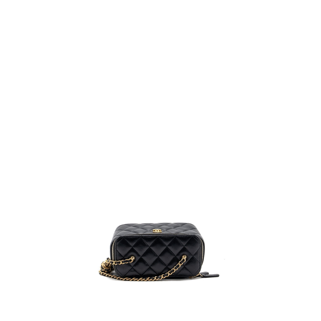 CHANEL PEARL CRUSH LONG VANITY CASE LAMBSKIN BLACK GHW