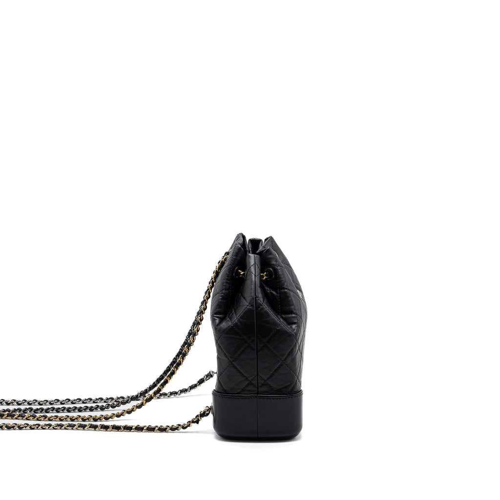 CHANEL SMALL GABRIELLE BACKPACK AGED CALFSKIN BLACK MULTICOLOUR HARDWARE