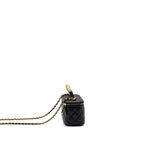 CHANEL TOP HANDLE LONG VANITY WITH CHAIN LAMBSKIN BLACK GHW (MICROCHIP)
