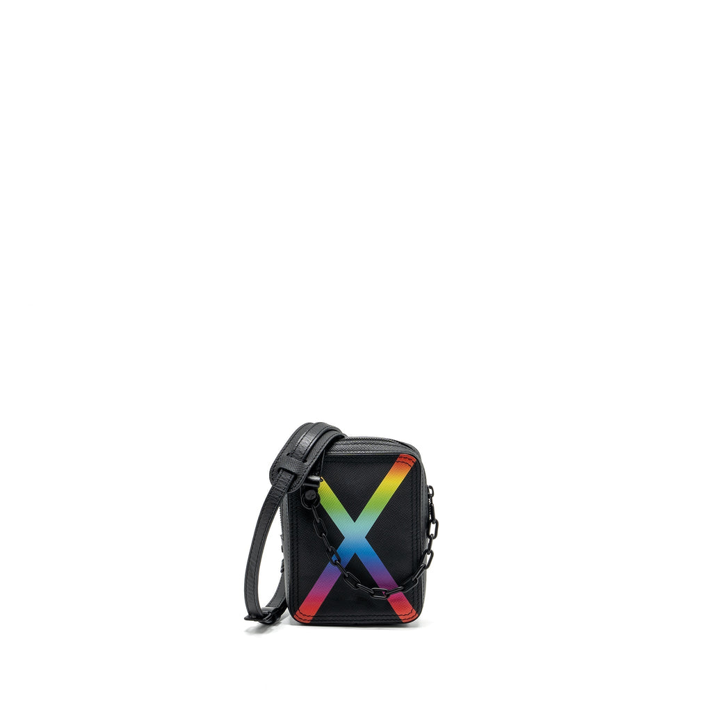 LOUIS VUITTON DANUBE MESSENGER BAG TAIGA BLACK/RAINBOW BLACK HARDWARE