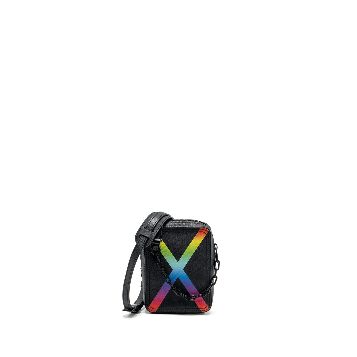 LOUIS VUITTON DANUBE MESSENGER BAG TAIGA BLACK/RAINBOW BLACK HARDWARE