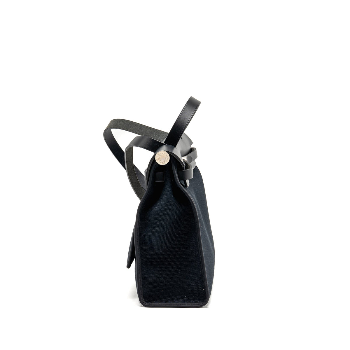 HERMES HERBAG 31 ZIP BAG CANVAS / HUNTER LEATHER BLACK SHW