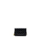 CHANEL PEARL CRUSH WALLET ON CHAIN LAMBSKIN BLACK GHW