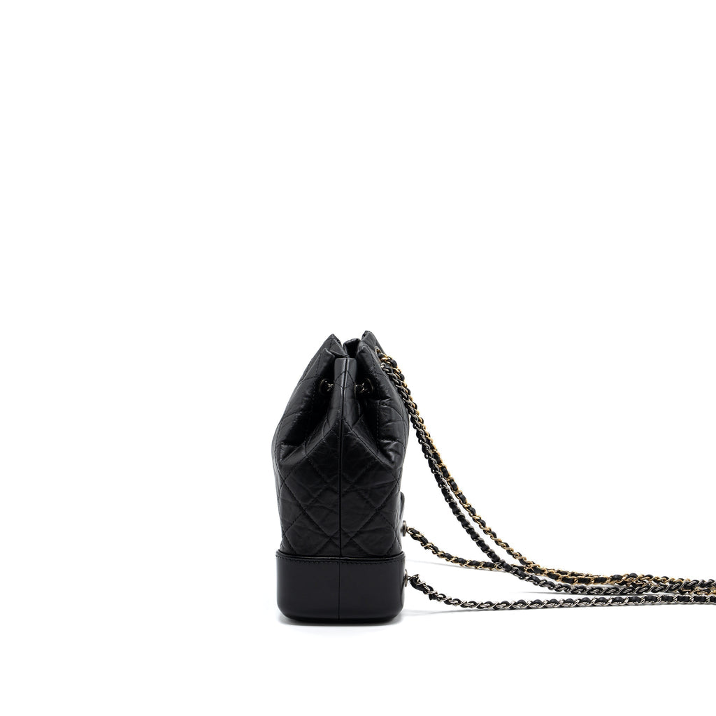 CHANEL SMALL GABRIELLE BACKPACK AGED CALFSKIN BLACK MULTICOLOUR HARDWARE