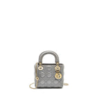 DIOR MINI LADY DIOR LAMBSKIN GREY LGHW