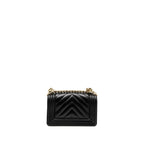 CHANEL SMALL CHEVRON BOY BAG LAMBSKIN BLACK GHW