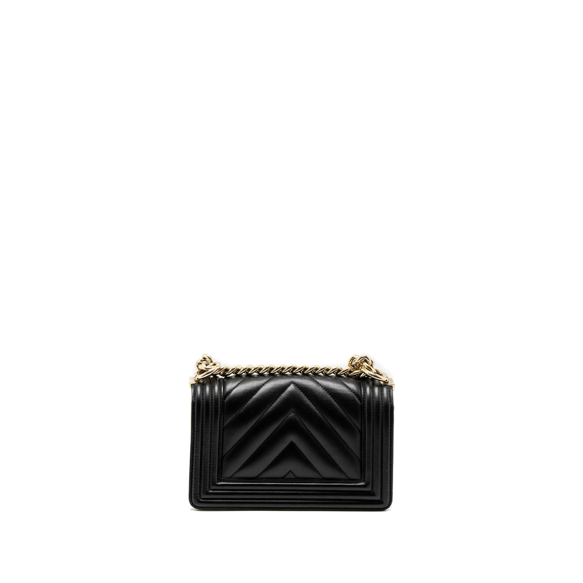 CHANEL SMALL CHEVRON BOY BAG LAMBSKIN BLACK GHW