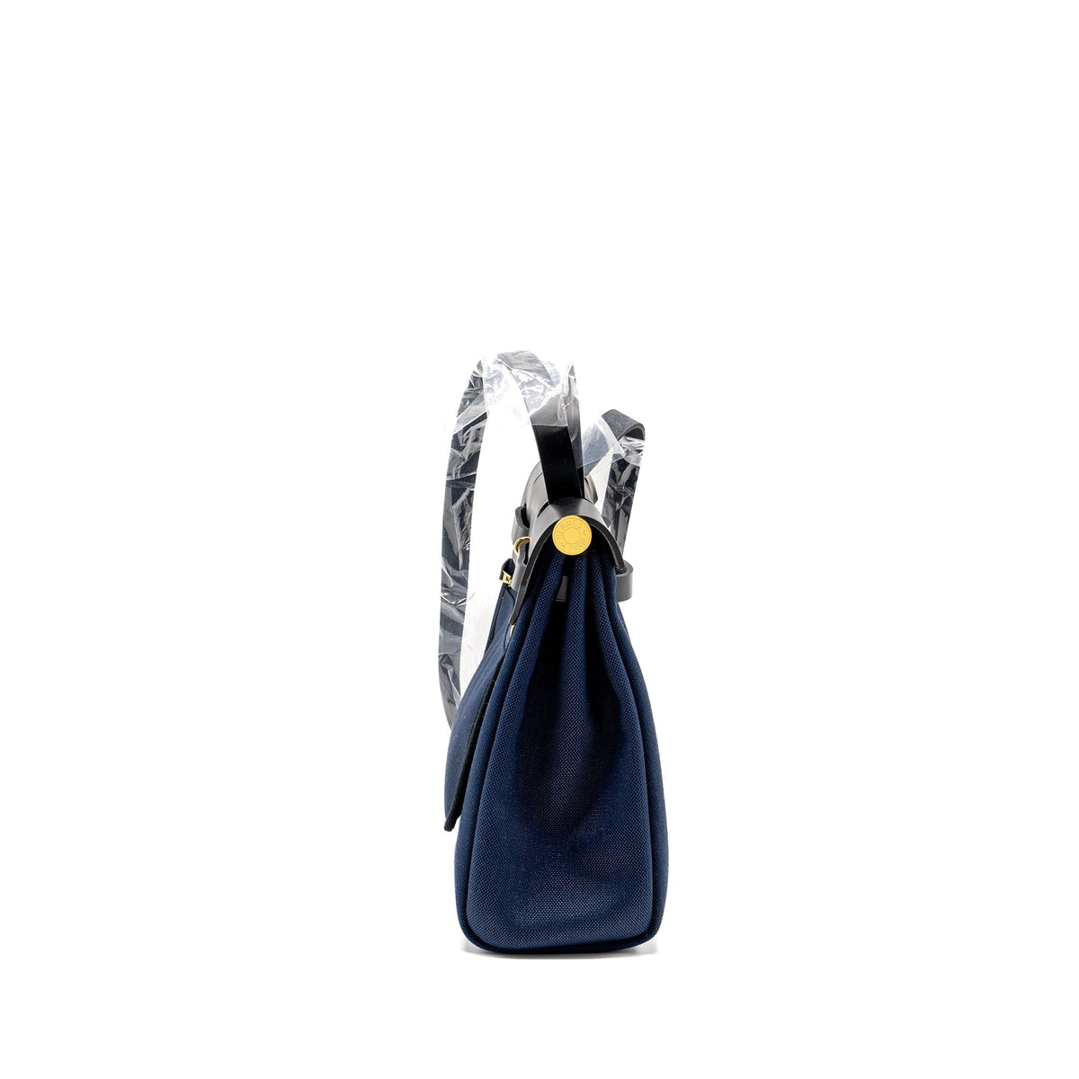 HERMES HERBAG 31 ZIP BAG CANVAS / LEATHER BLUE MARINE / BLACK GHW