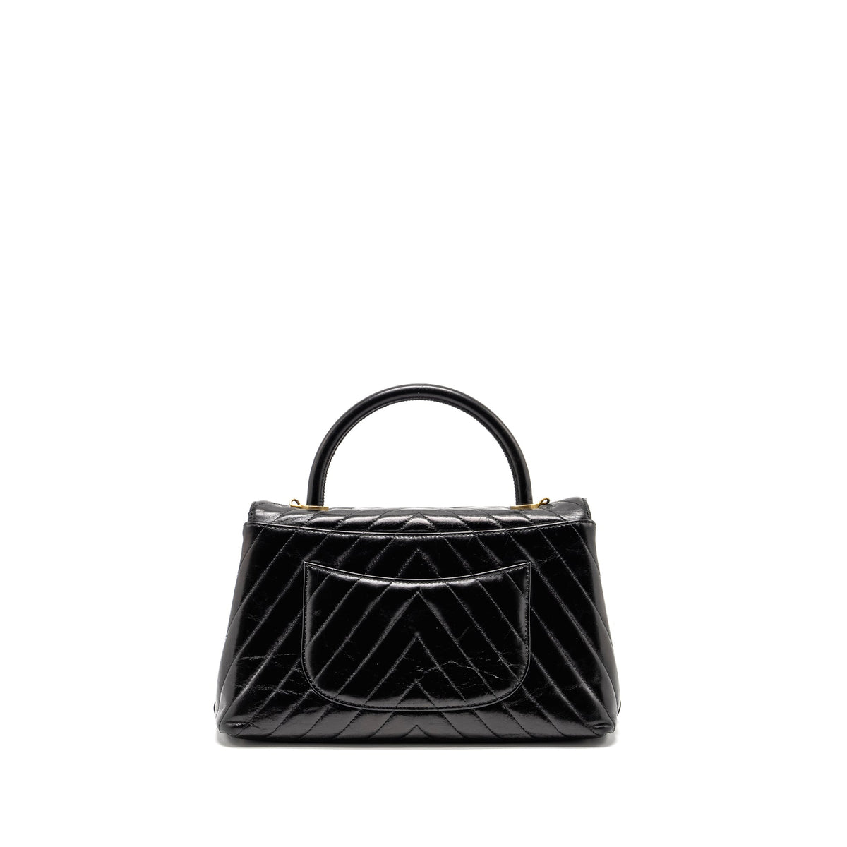 CHANEL MEDIUM COCO HANDLE CHEVRON CALFSKIN BLACK GHW