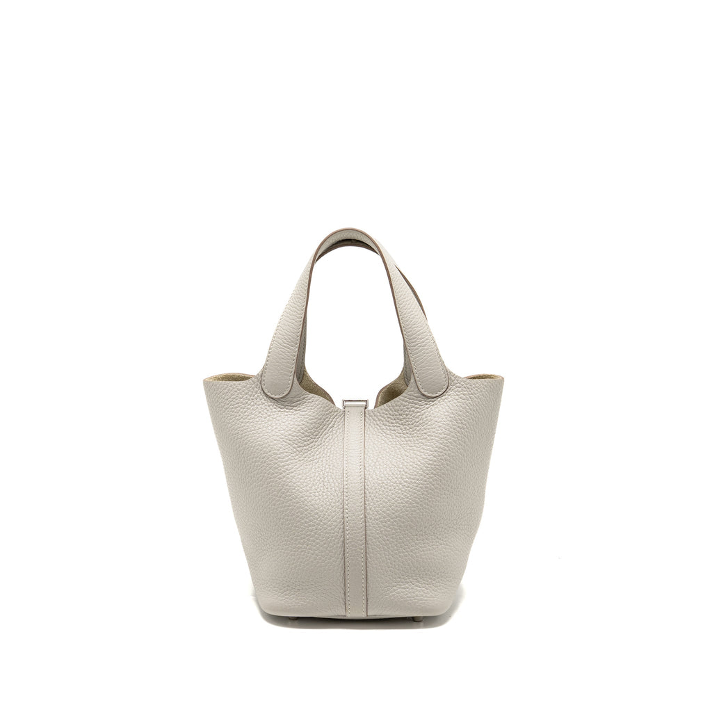 Hermes Picotin 18 Lock Bag Clemence Gris Perle SHW