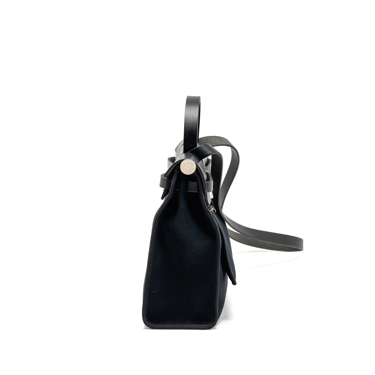 HERMES HERBAG 31 ZIP BAG CANVAS / HUNTER LEATHER BLACK SHW
