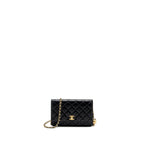 CHANEL PEARL CRUSH WALLET ON CHAIN LAMBSKIN BLACK GHW