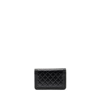 CHANEL BOY WALLET ON CHAIN LAMBSKIN BLACK GHW