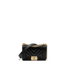 CHANEL SMALL CHEVRON BOY BAG LAMBSKIN BLACK GHW