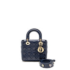 DIOR MY ABC SMALL LADY DIOR LAMBSKIN DARK BLUE LGHW