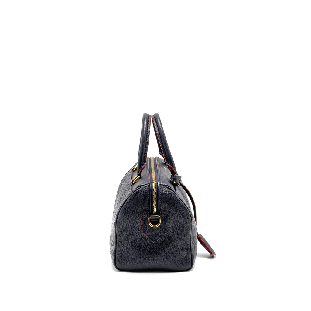 LOUIS VUITTON SPEEDY 25 BANDOULIERE MONOGRAM EMPREINTE NAVY/RED GHW