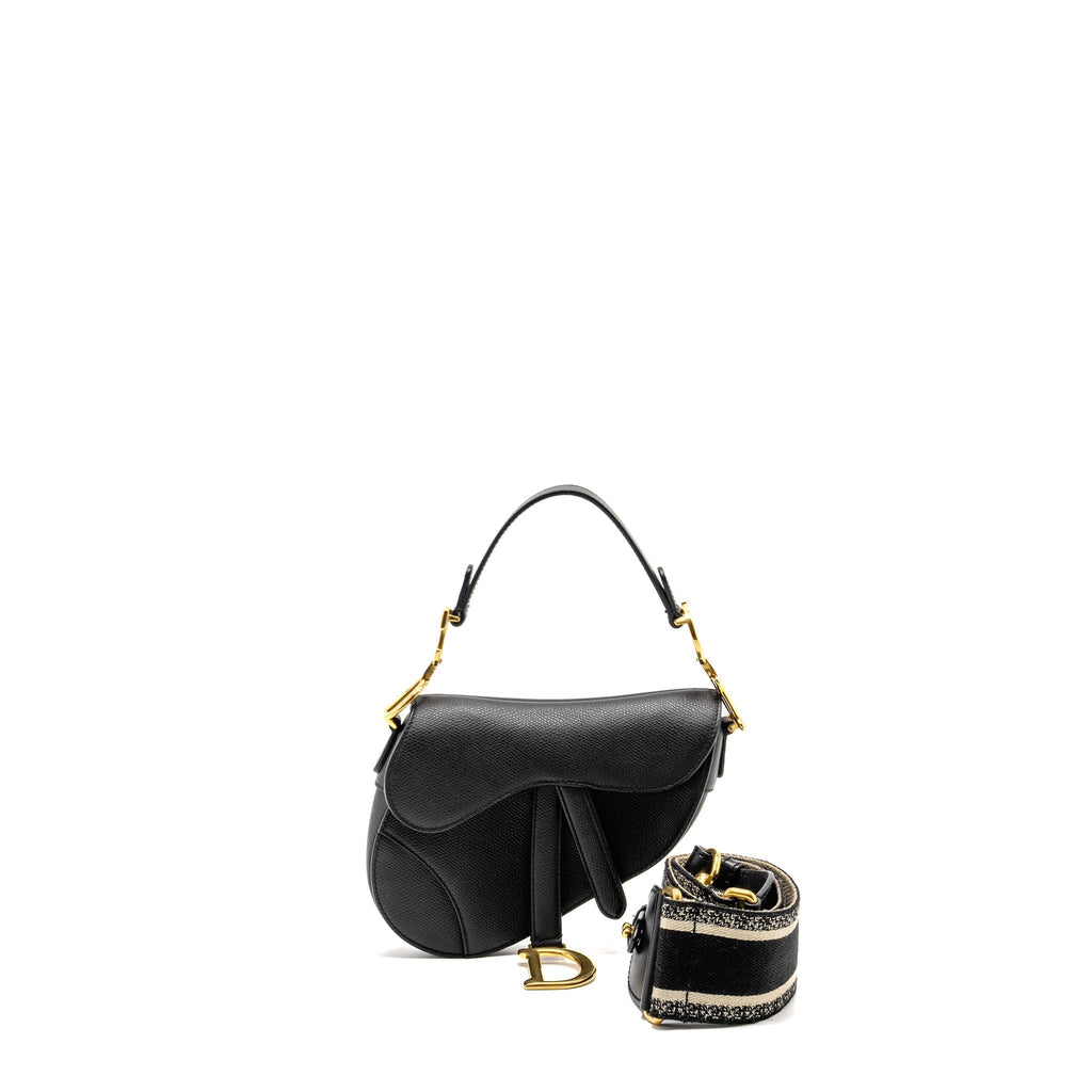 DIOR MINI SADDLE BAG CALFSKIN BLACK GHW