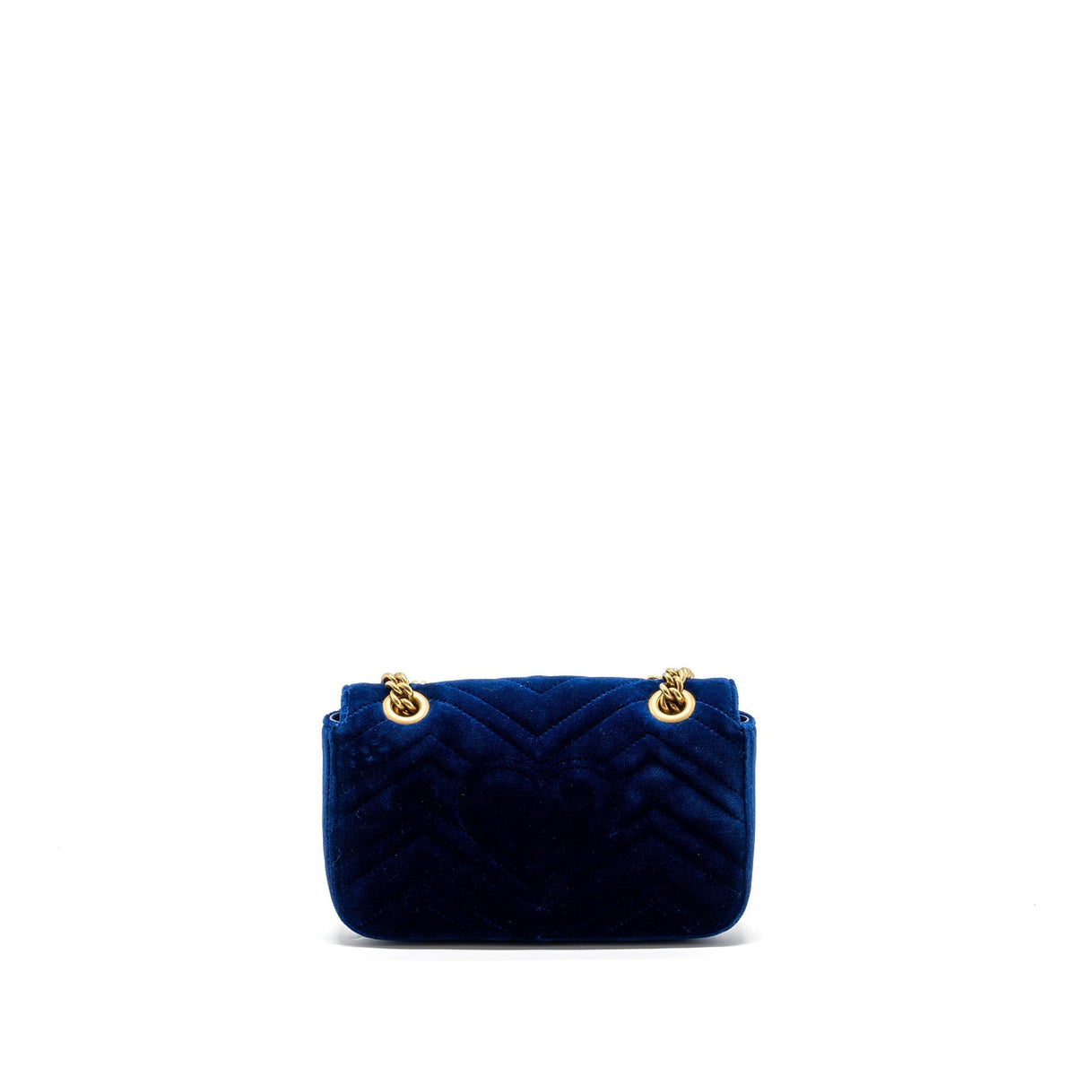 GUCCI MINI GG MARMONT BAG VELVET BLUE GHW