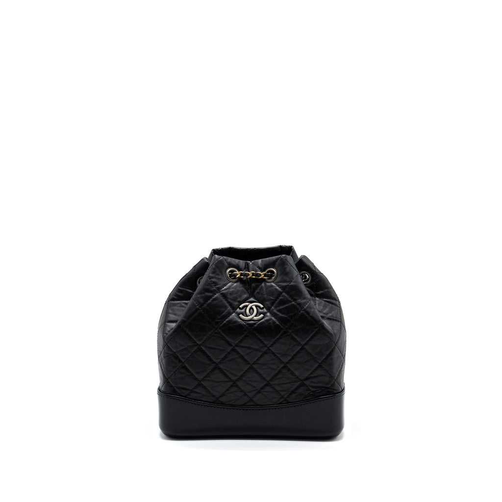 CHANEL SMALL GABRIELLE BACKPACK AGED CALFSKIN BLACK MULTICOLOUR HARDWARE