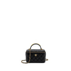 CHANEL TOP HANDLE LONG VANITY WITH CHAIN LAMBSKIN BLACK GHW (MICROCHIP)