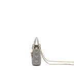 DIOR MINI LADY DIOR LAMBSKIN GREY LGHW
