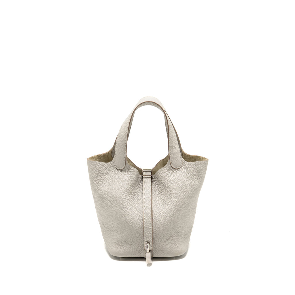 Hermes Picotin 18 Lock Bag Clemence Gris Perle SHW