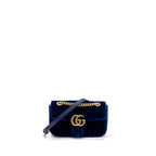 GUCCI MINI GG MARMONT BAG VELVET BLUE GHW