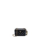 CHANEL PEARL CRUSH LONG VANITY CASE LAMBSKIN BLACK GHW