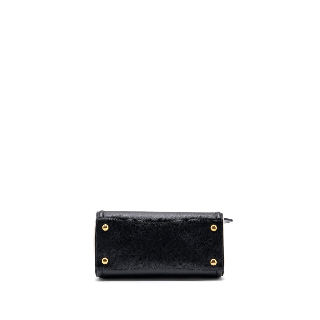 PRADA TOTE BAG SAFFIANO CALFSKIN BLACK / WHITE GHW
