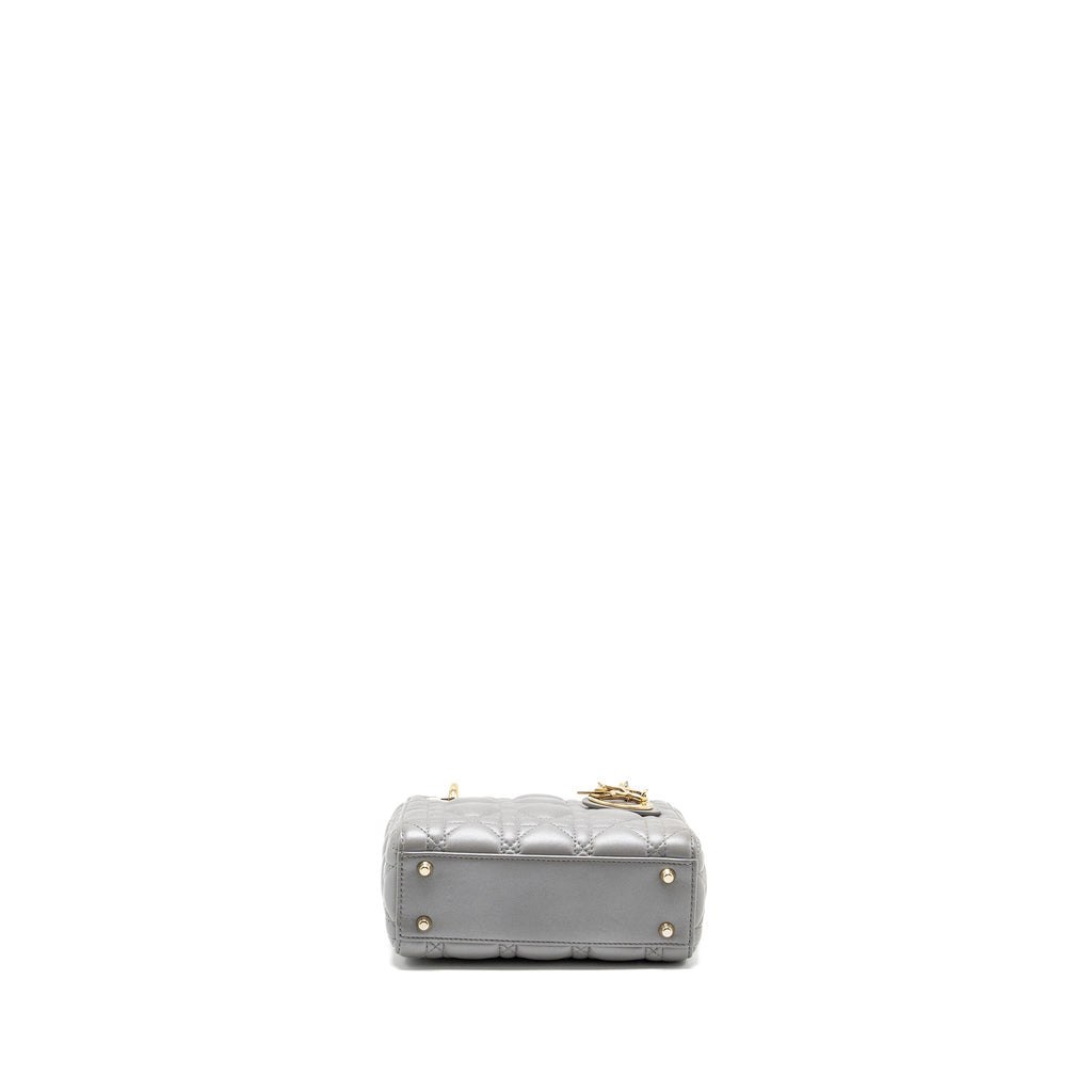 DIOR MINI LADY DIOR LAMBSKIN GREY LGHW