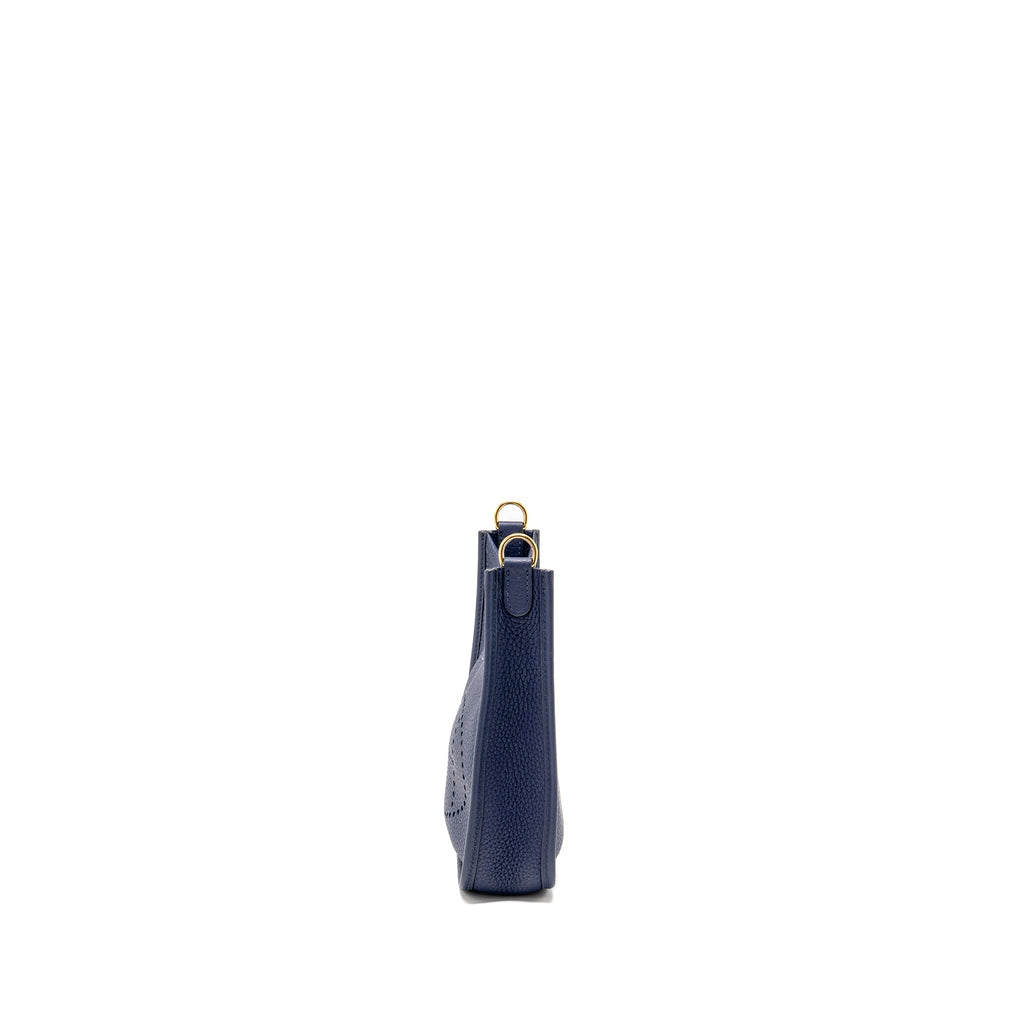Hermes Mini Evelyne Clemence Blue GHW