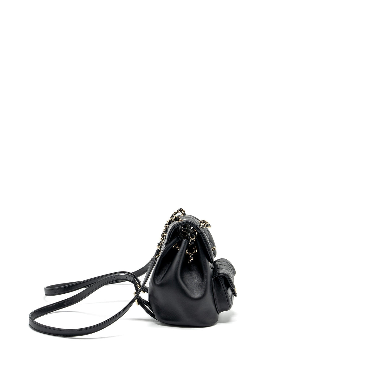 CHANEL MINI DUMA BACKPACK LAMBSKIN BLACK LGHW (MICROCHIP)