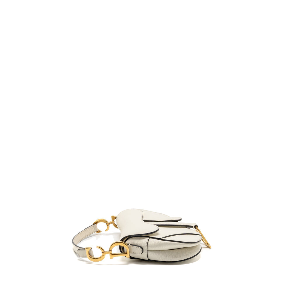 DIOR MINI SADDLE BAG CALFSKIN WHITE GHW