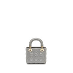 DIOR MINI LADY DIOR LAMBSKIN GREY LGHW