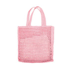 PRADA CROCHET TOTE BAG RAFFIA PINK