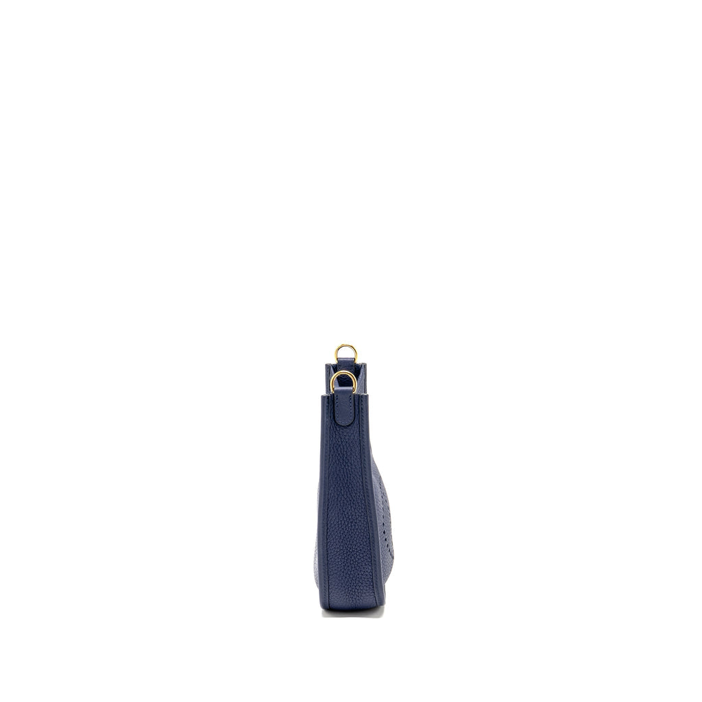 Hermes Mini Evelyne Clemence Blue GHW