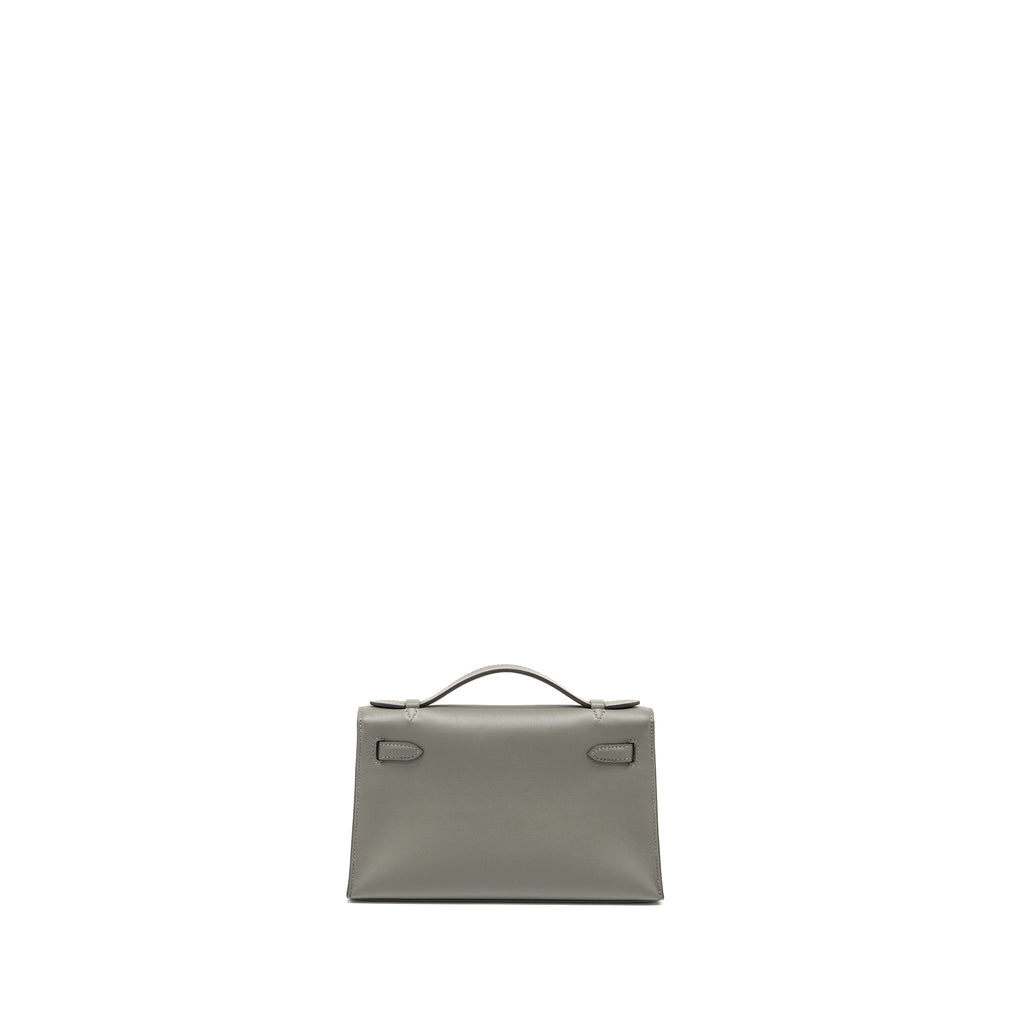 Hermes kelly pochette swift gris Meyer SHW