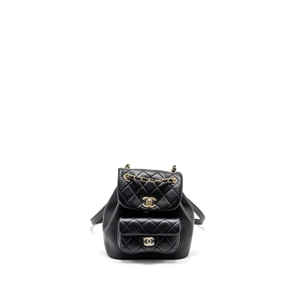 CHANEL MINI DUMA BACKPACK LAMBSKIN BLACK LGHW (MICROCHIP)
