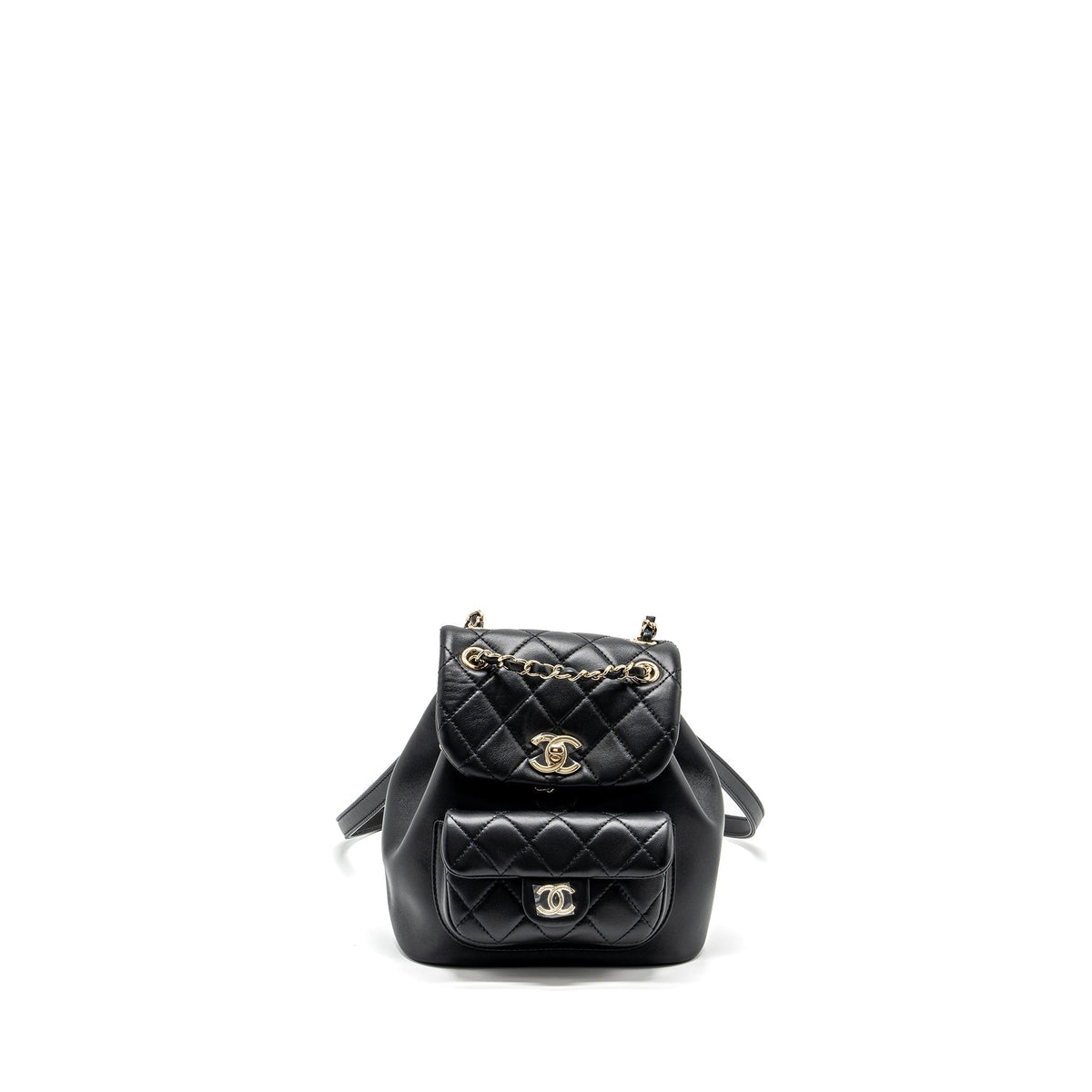 CHANEL MINI DUMA BACKPACK LAMBSKIN BLACK LGHW (MICROCHIP)