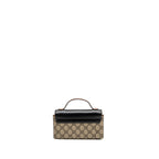 GUCCI MINI PADLOCK TOP HANDLE SHOULDER BAG GG SUPREME CANVAS GHW