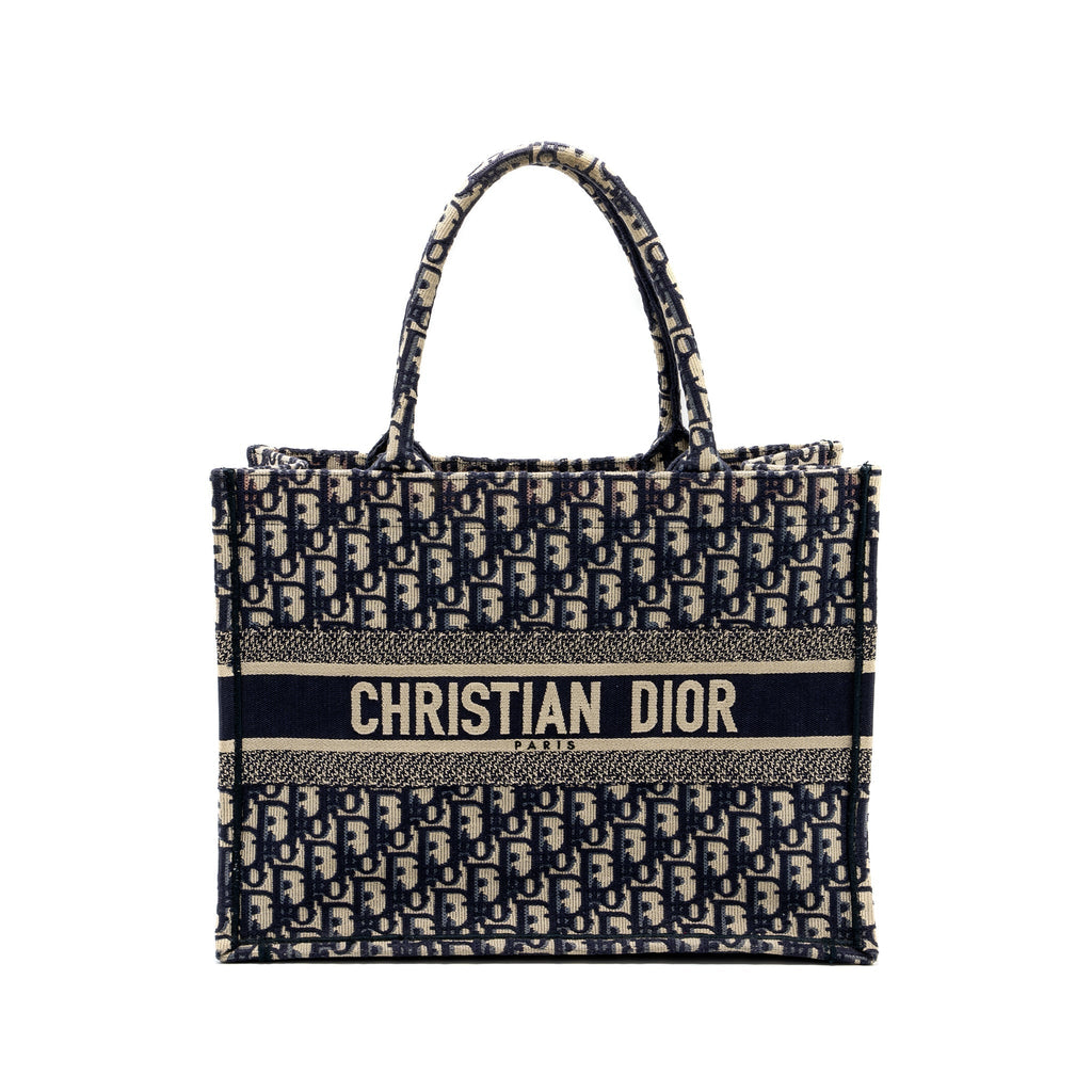 DIOR MEDIUM BOOK TOTE BLUE OBLIQUE EMBOIDERY
