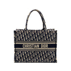 DIOR MEDIUM BOOK TOTE BLUE OBLIQUE EMBOIDERY