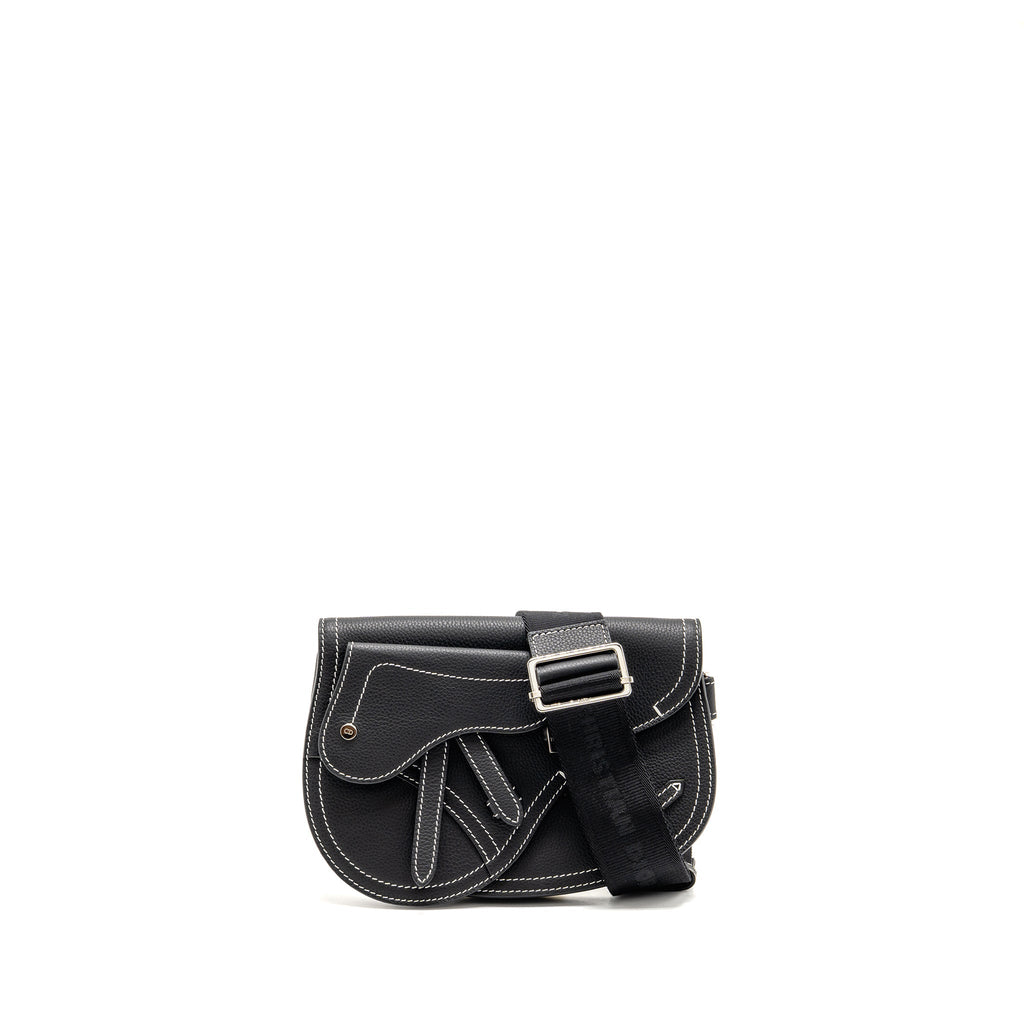 DIOR X KAWS POUCH SADDLE BAG LEATHER BLACK SHW