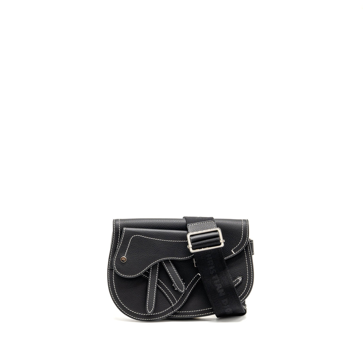 DIOR X KAWS POUCH SADDLE BAG LEATHER BLACK SHW